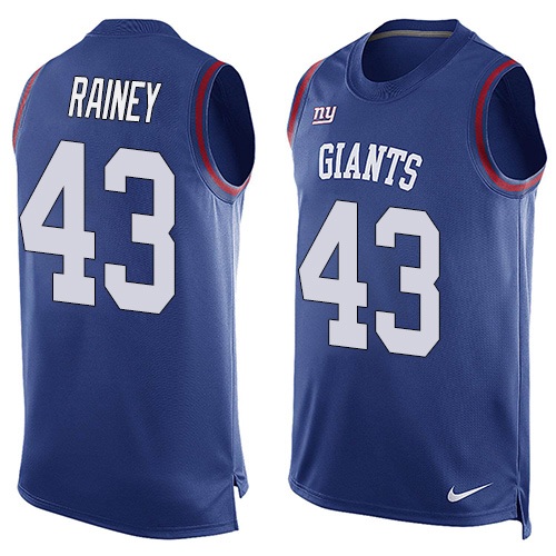 Men's Limited Bobby Rainey Nike Jersey Royal Blue - #43 Player Name & Number Tank Top NFL New York Giants